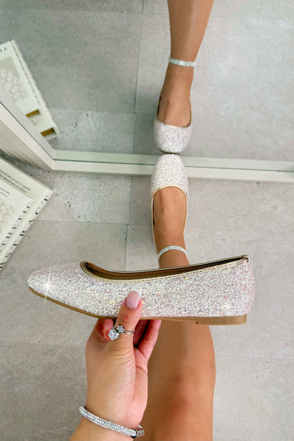 Sparkly Glitter Dolly Shoes Glow White
