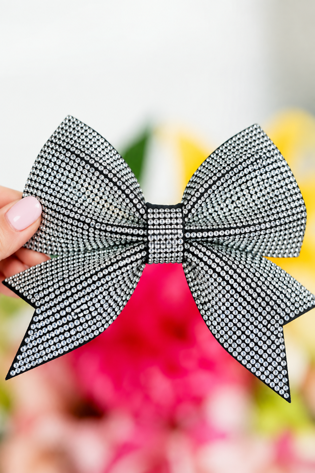 Sparkly Sienna Statement Oversized Bow Barrette Hair Clip Silver