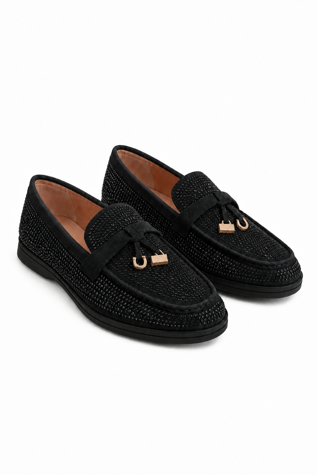 Sparkly Sloane Embellished Flat Loafers Black
