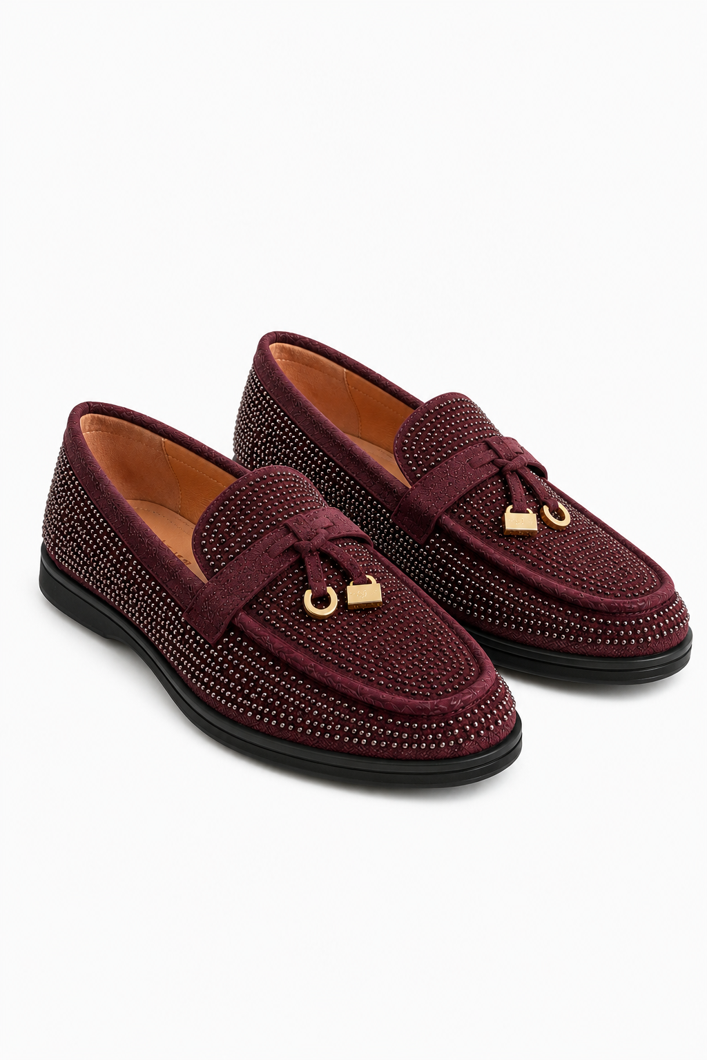 Sparkly Sloane Embellished Flat Loafers Burgundy