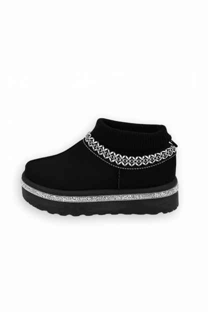 Sparkly Stretch Sock Warmer Mini Snugg Boots Black