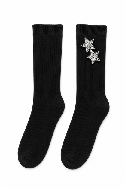Sparkly Twinkle Star Socks Black