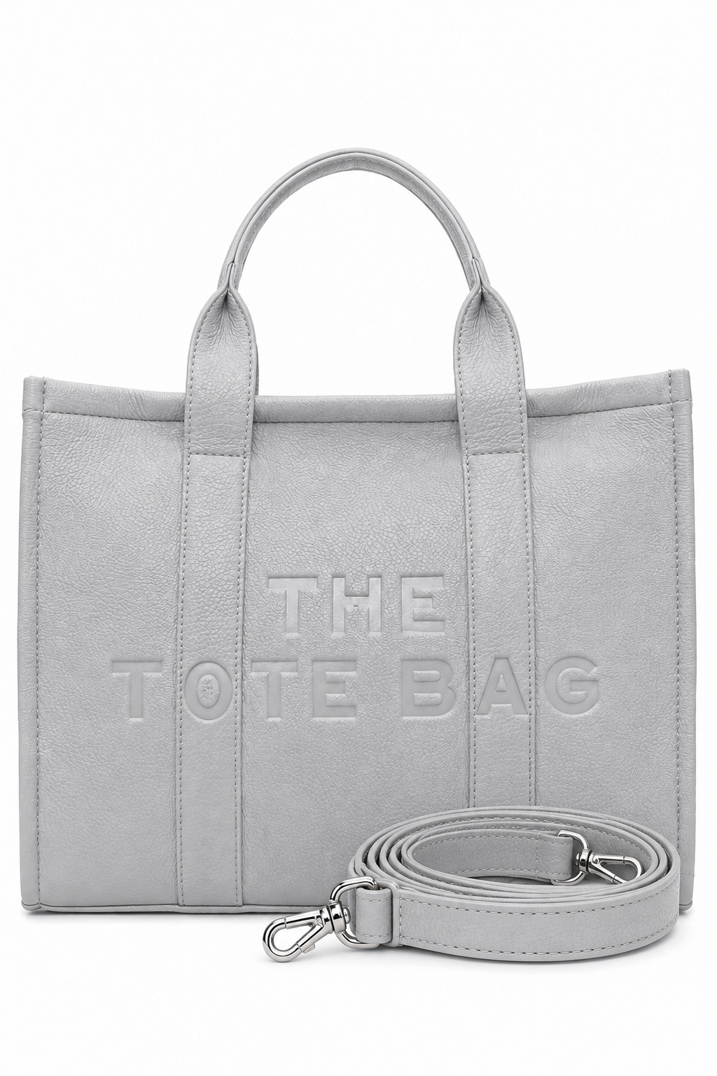 Faux Leather Large Tote Bag Grey