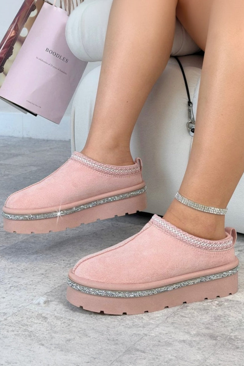 Crystal Platform Tazgirl Faux Fur Lined Slippers Limited Edition Pink
