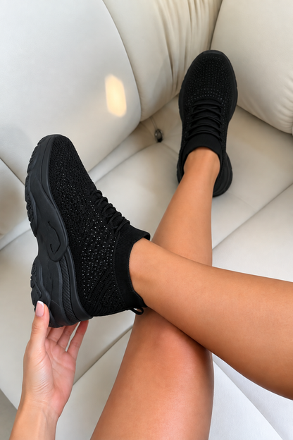 Crystal Comfort Flexi Trainers Black