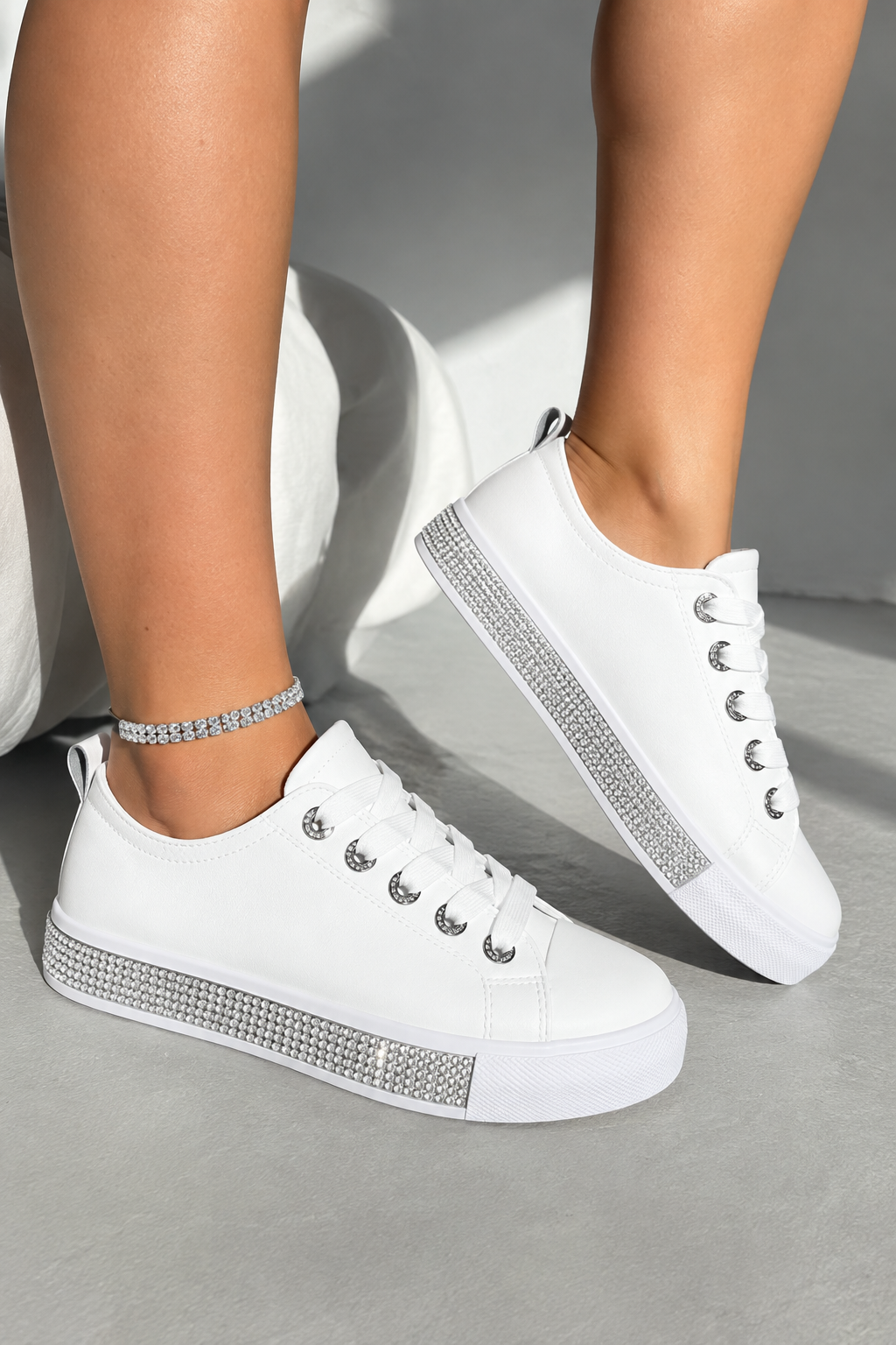 Crystal Deluxe Trim Trainers Silver