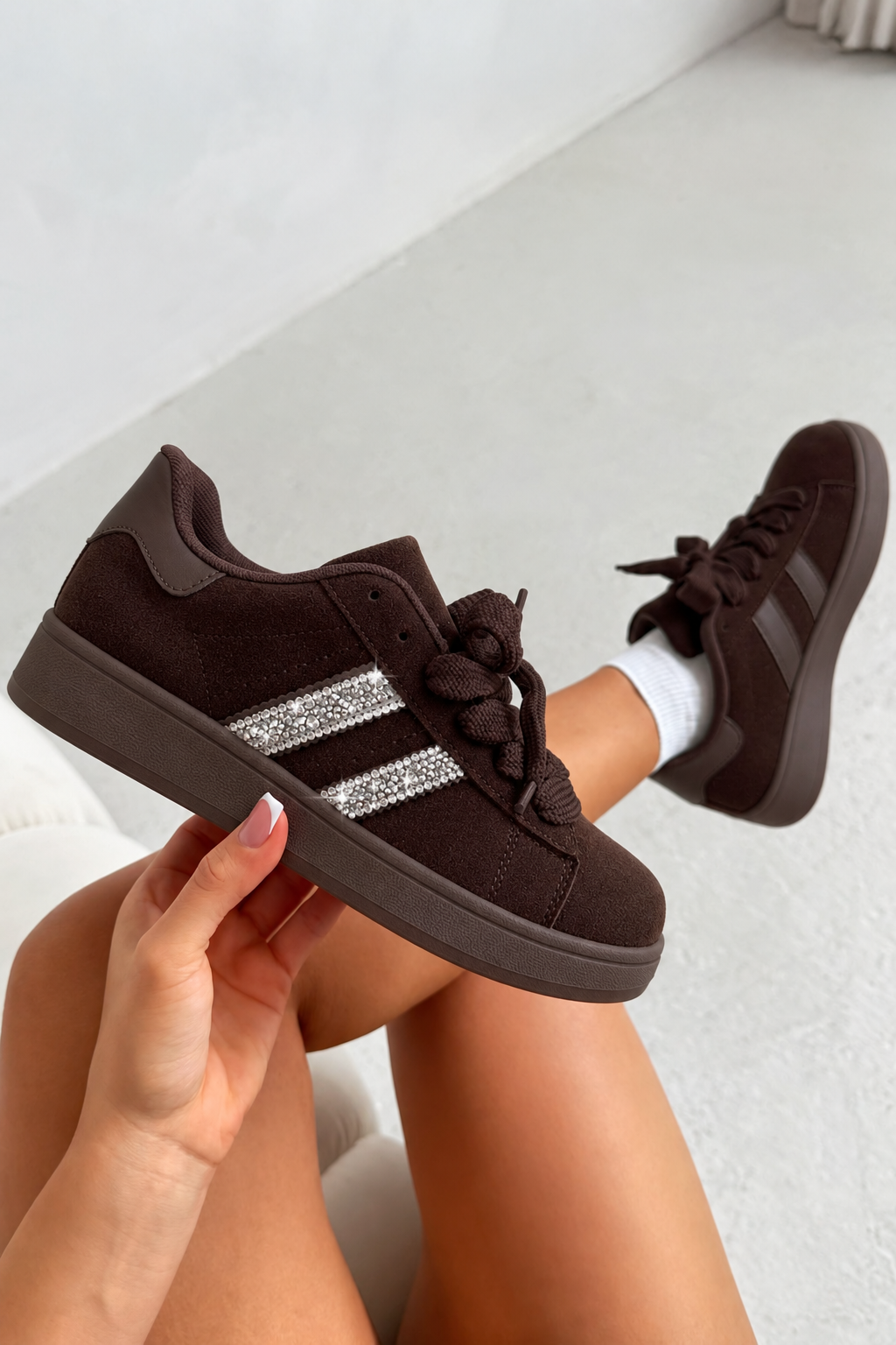Crystal Stripe Trainers Limited Edition Brown