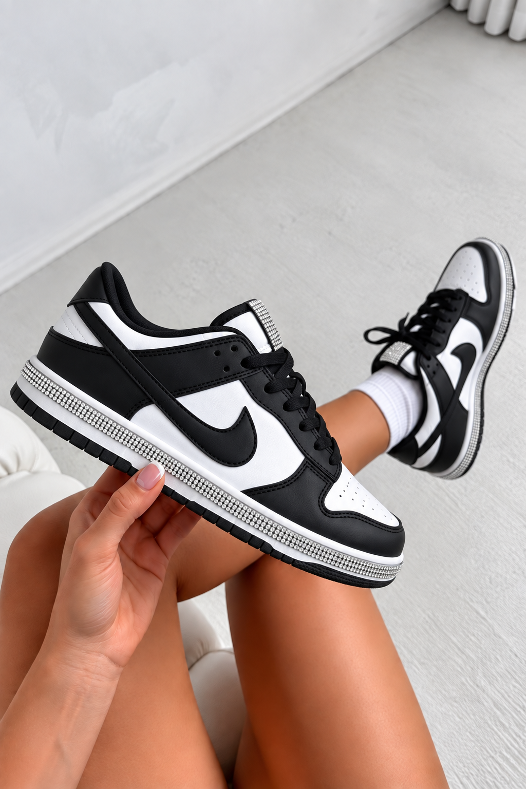 Crystal Trim Sporty Trainers Slimline Edition Black