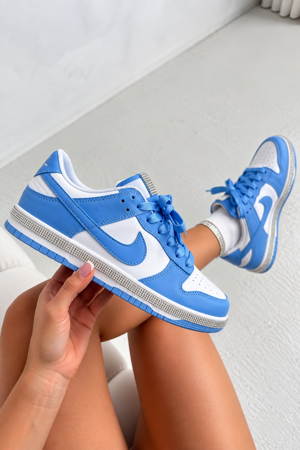 Crystal Trim Sporty Trainers Slimline Edition Blue