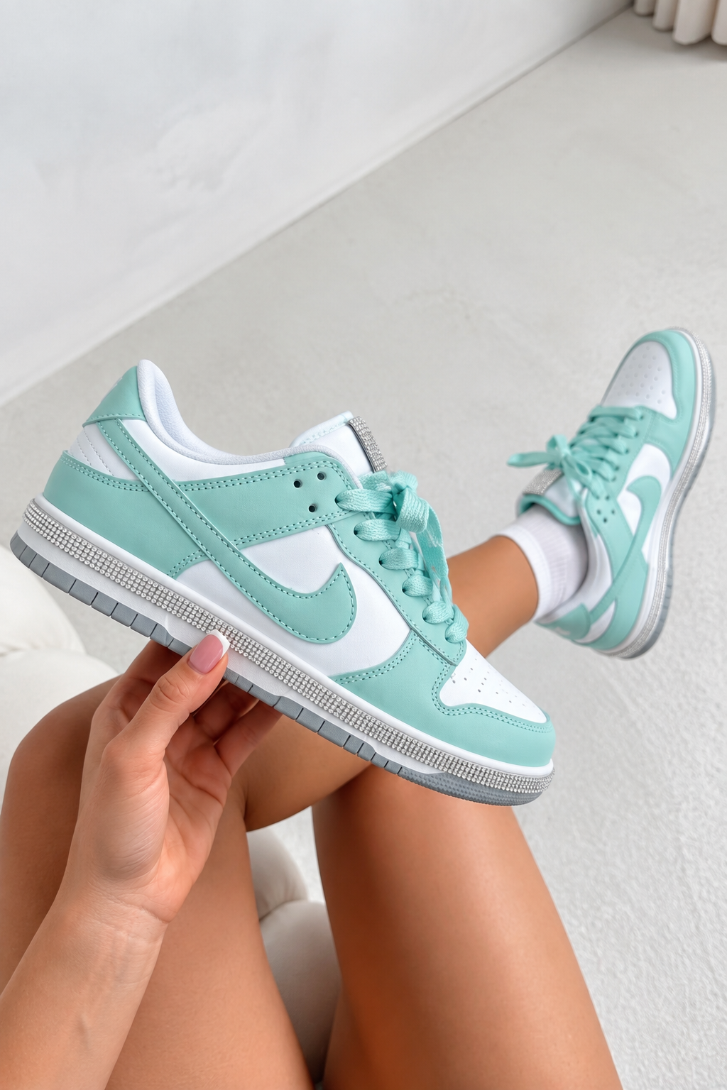 Crystal Trim Sporty Trainers Slimline Edition Green