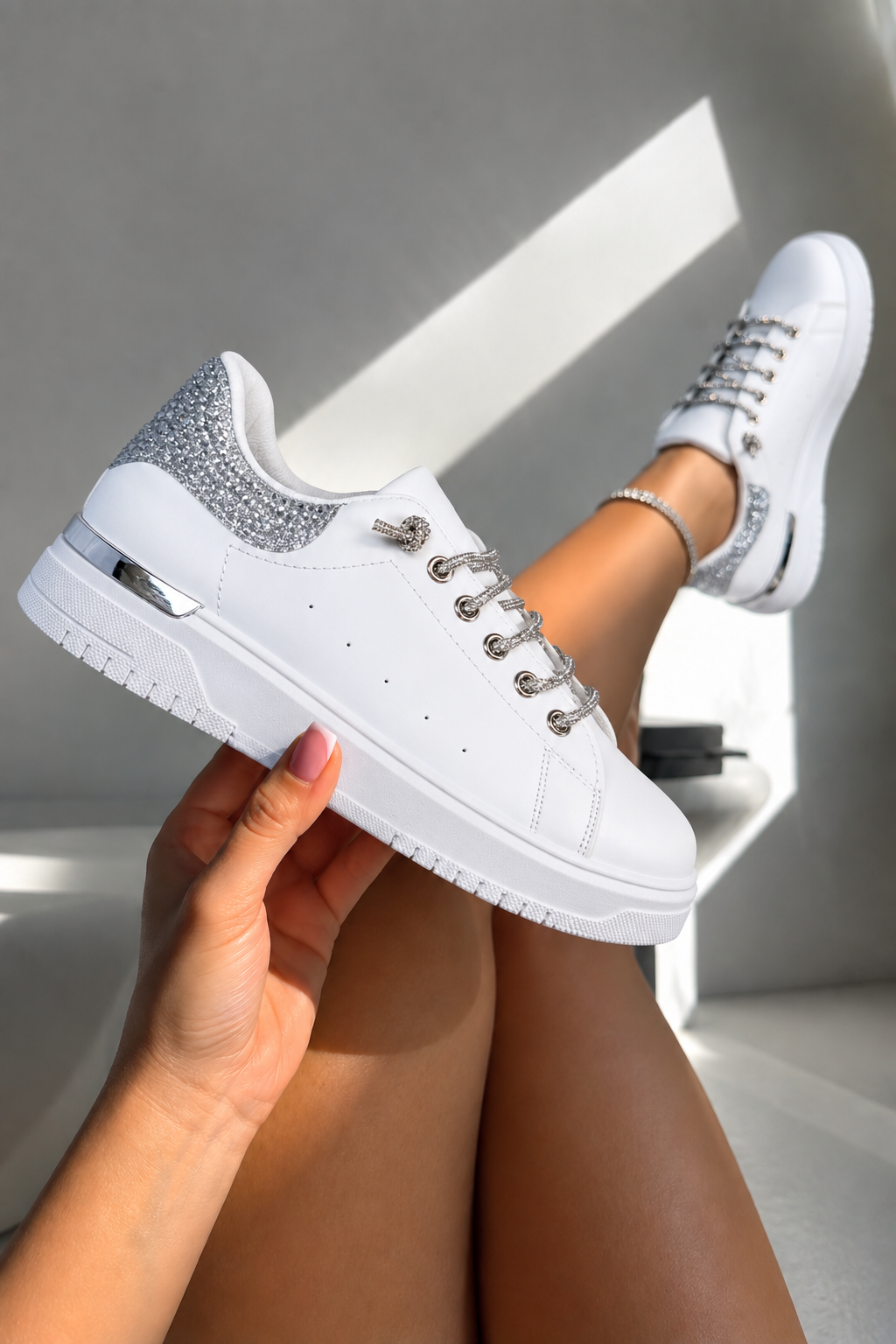 Sparkly Glitter Brilliance Trainers Silver