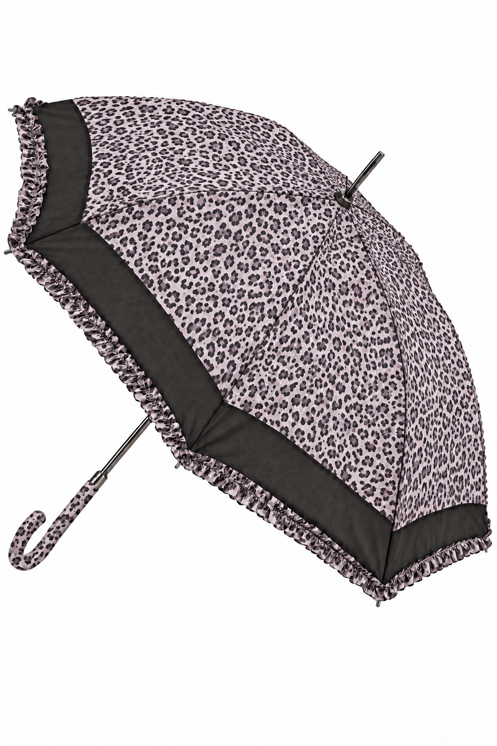 Sheer Detail Frill Umbrella Pink Leopard