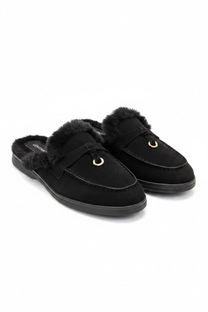 Velvet Crush Slip On Clog Mules Black