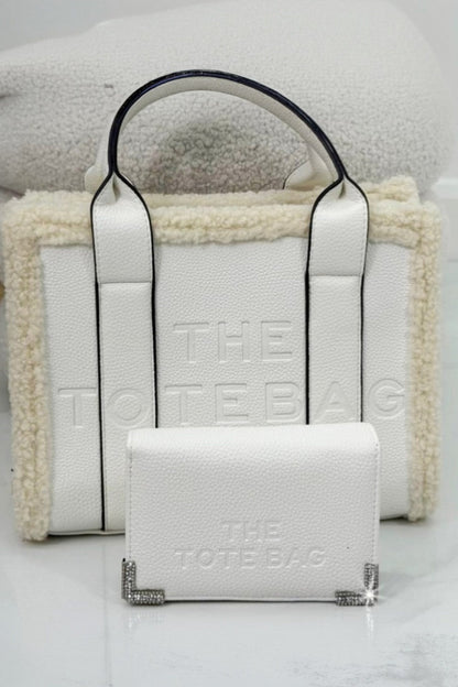 Winter Crush Medium Sherpa Handbag White