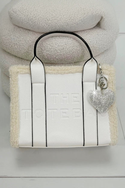 Winter Crush Medium Sherpa Handbag White