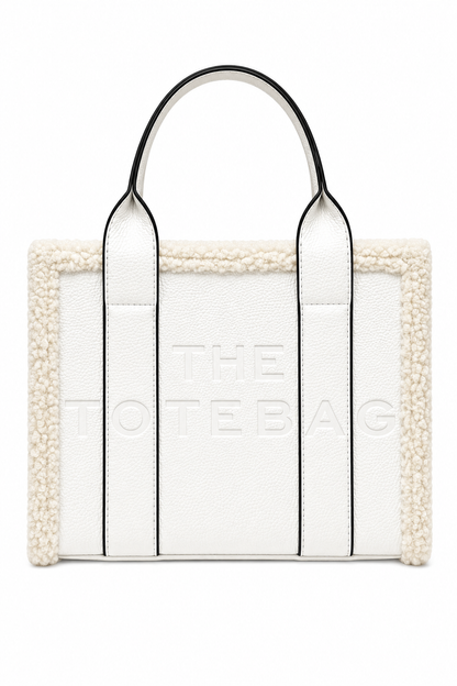 Winter Crush Medium Sherpa Handbag White