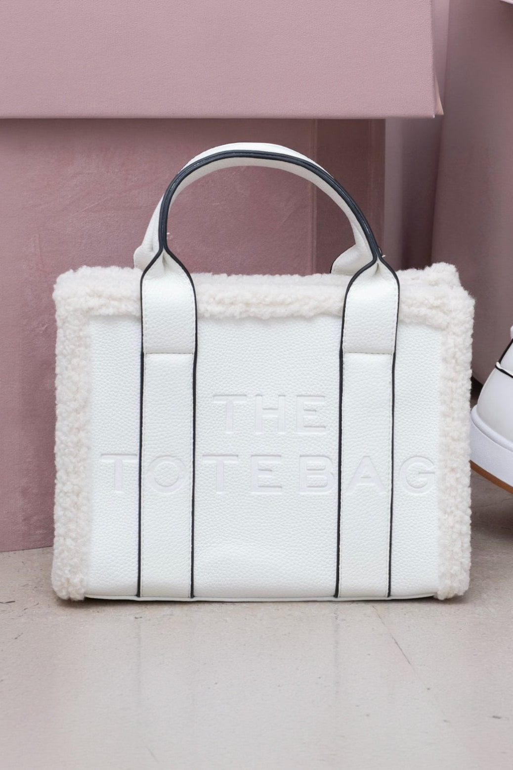 Winter Crush Medium Sherpa Handbag White