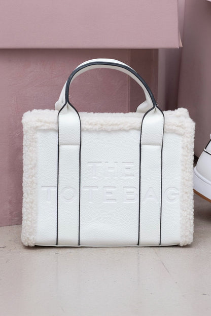Winter Crush Medium Sherpa Handbag White