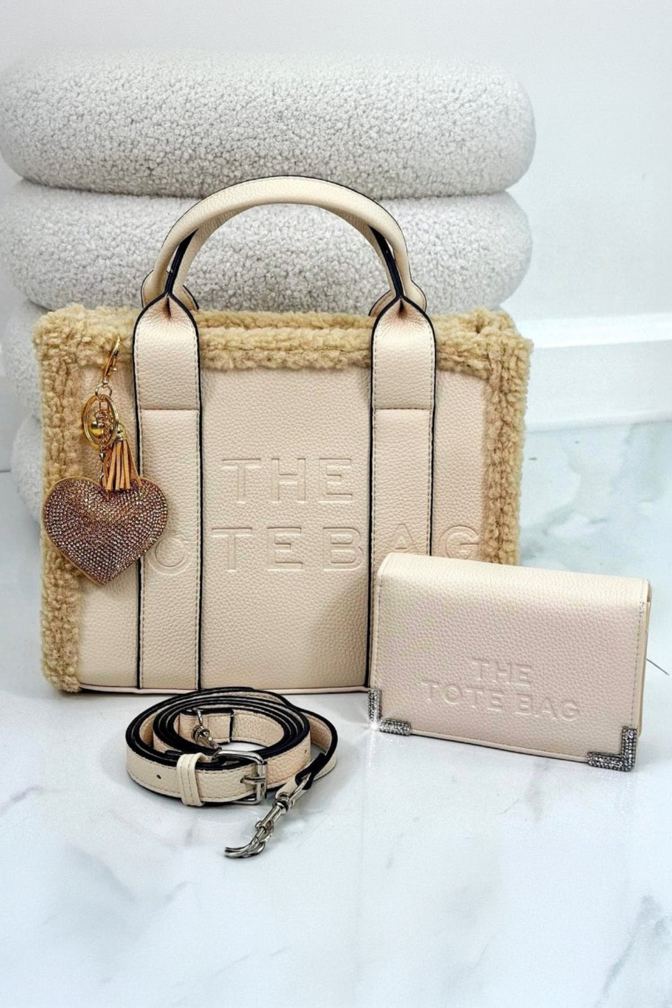 Winter Crush Medium Sherpa Handbag Nude