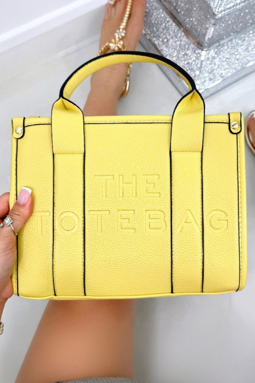 Faux Leather Medium Tote Bag Yellow