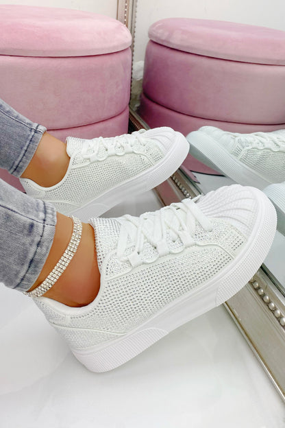 Sparkly Crystal Eternal Trainers White Imperfections