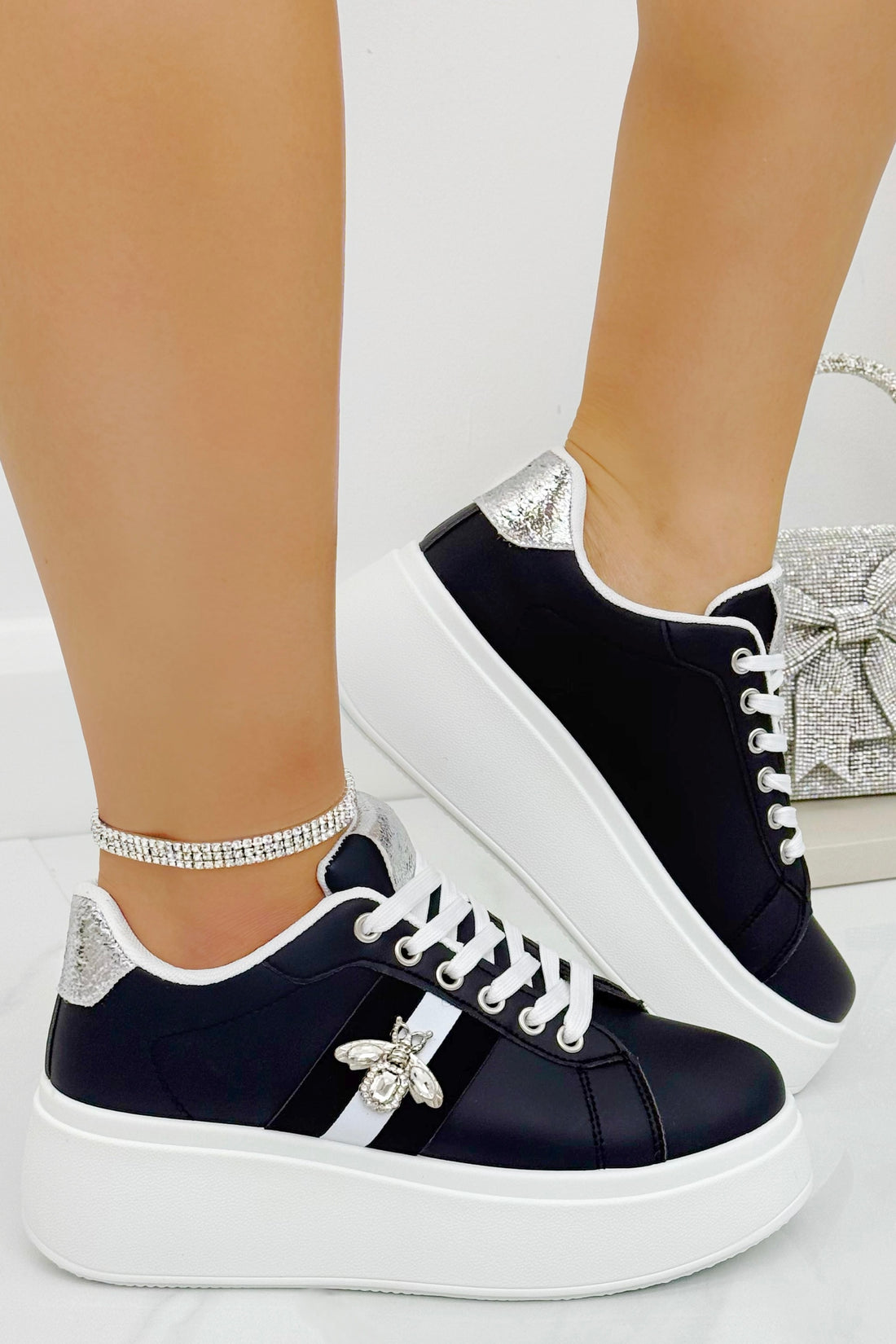 Crystal Deluxe Queen Bee Chunky Trainers Black