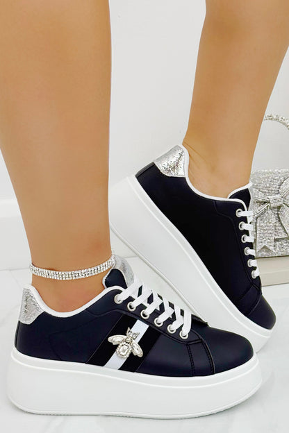 Crystal Deluxe Queen Bee Chunky Trainers Black
