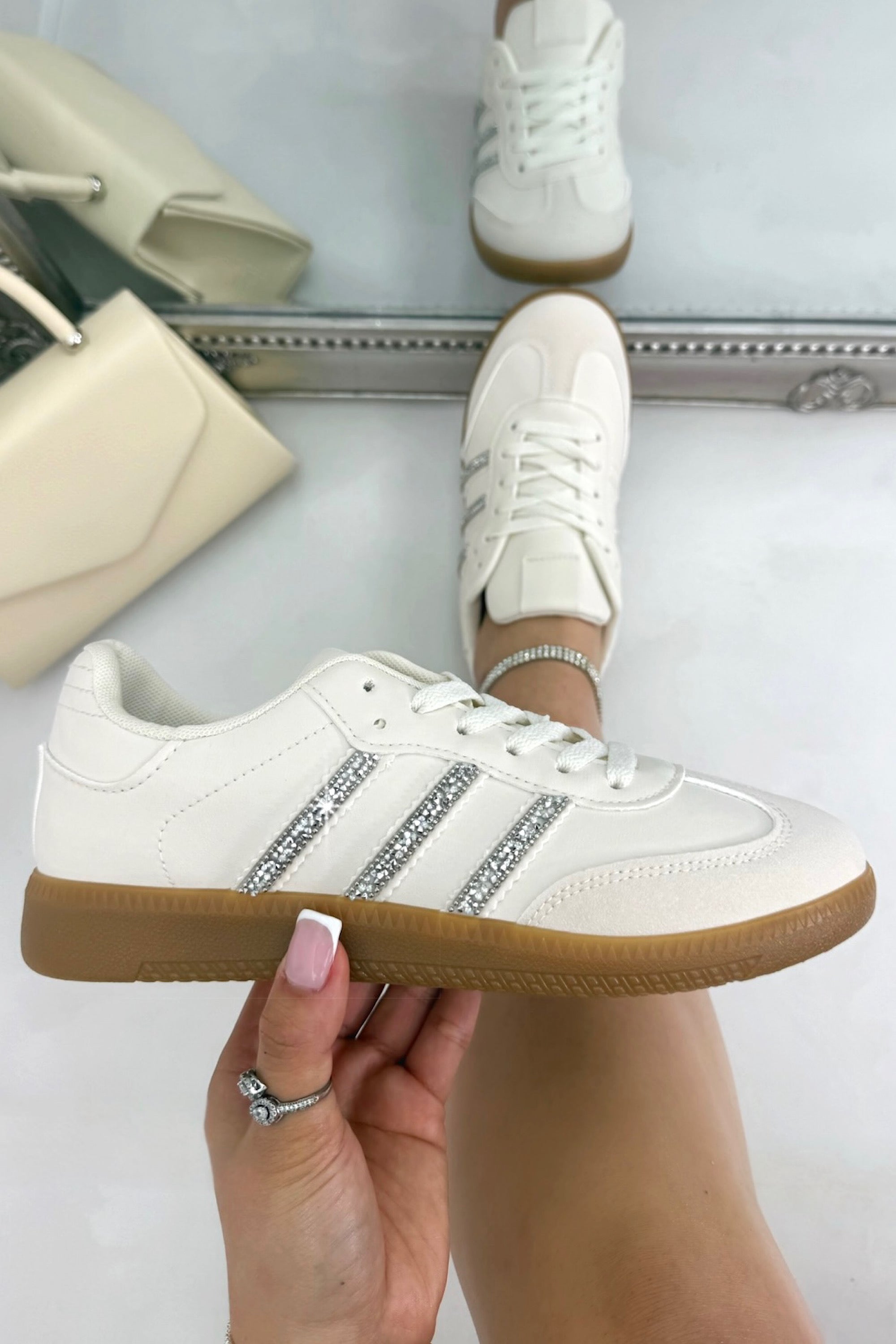 Crystal Stripe Simba Trainers Limited Edition Nude featuring limited edition design for a unique, standout finish