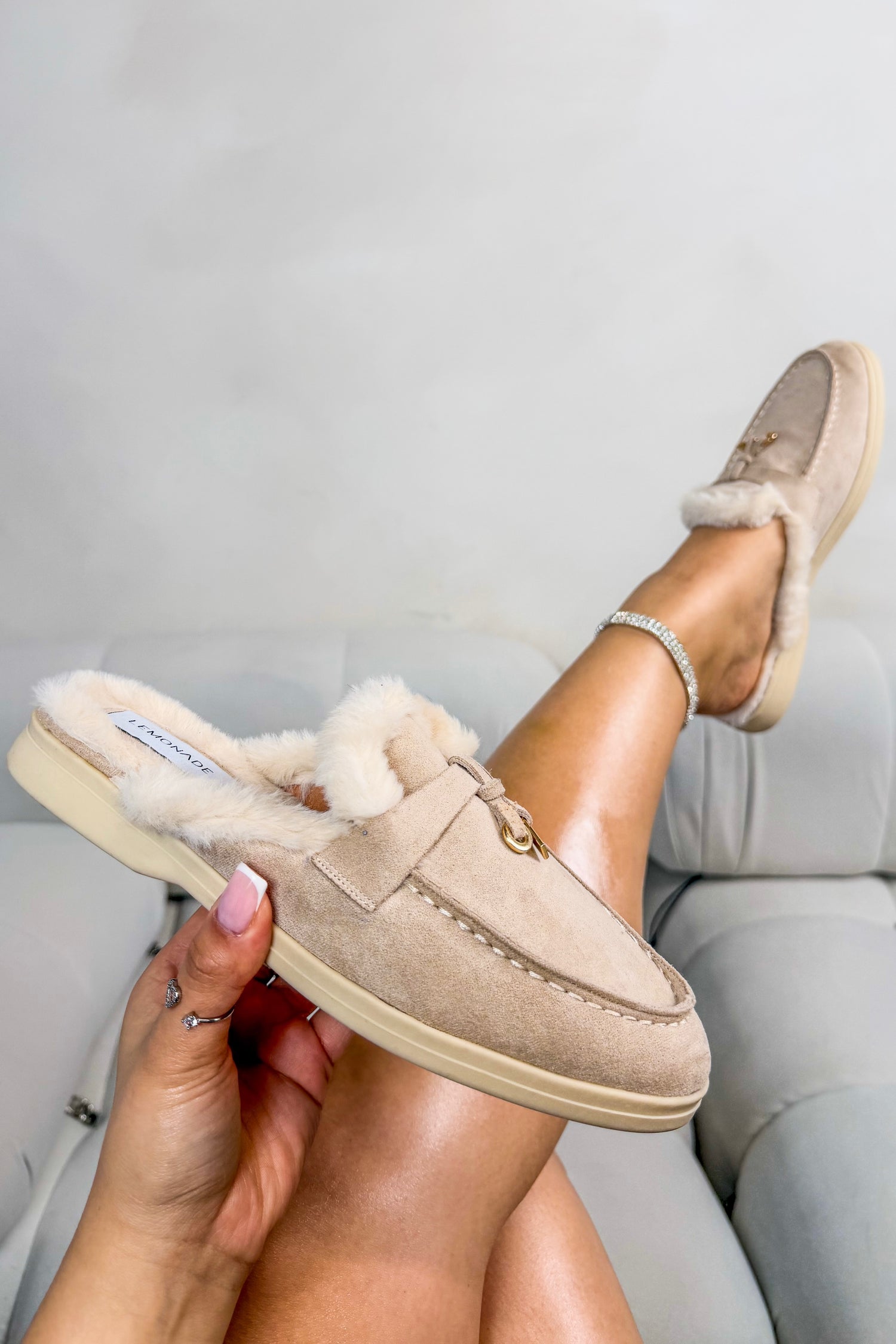 Velvet Crush Slip On Clog Mules Nude designed with slip-on clog mule design