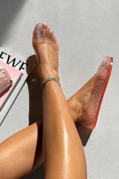 Sparkly Resort Chic Jelly Flats Pink