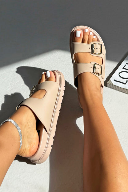 Comfort Everyday Off-Duty Buckle Sliders Mocha