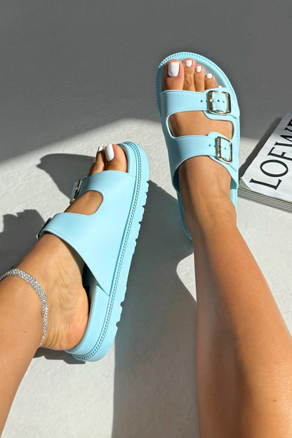 Comfort Everyday Off-Duty Buckle Sliders Blue