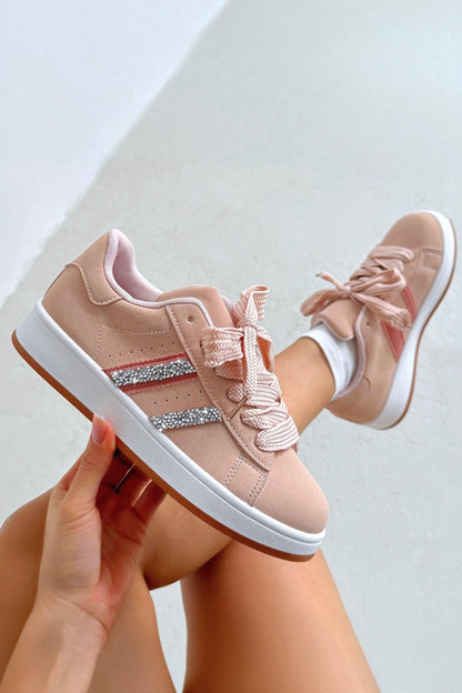 Crystal Stripe Trainers Limited Edition Pink featuring twin side stripes with sparkling crystal embellishments
