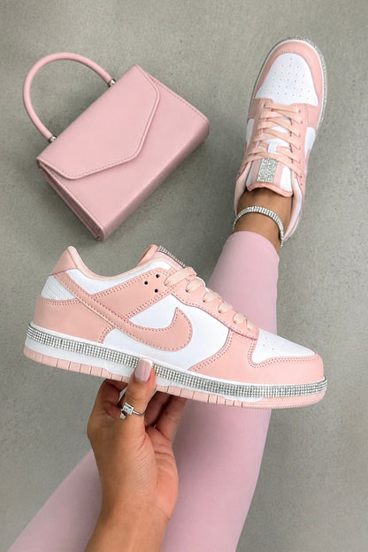Crystal Trim Sporty Trainers Slimline Edition Candy Pink featuring signature crystal trim along the midsole for subtle sparkle