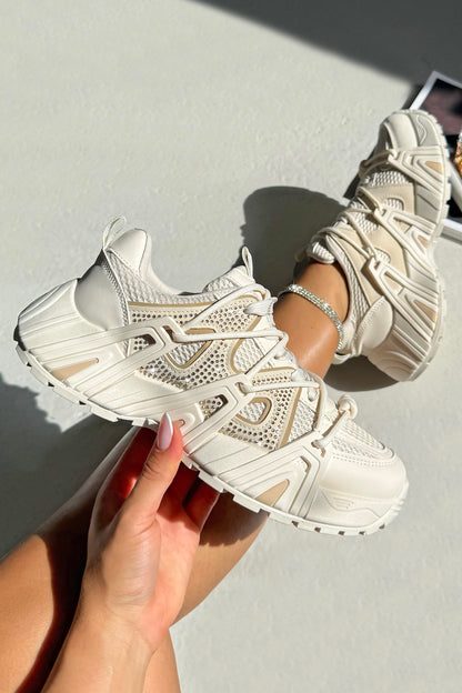 Sparkly Dimension Chunky Trainers Nude