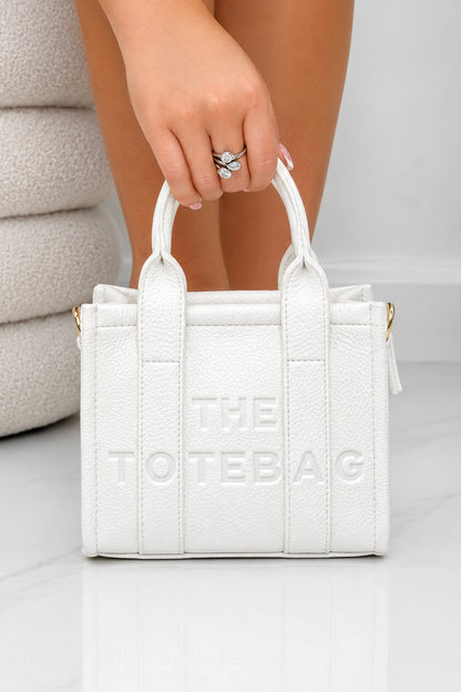 Faux Leather Mini Tote Bag White designed with small Tote (perfect for daily essentials)