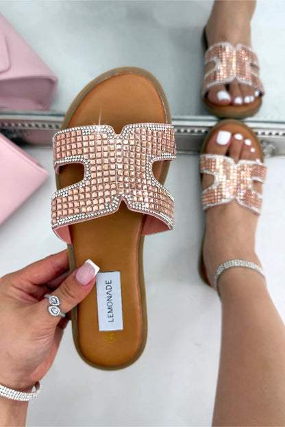 Sparkle Glow Halo Cut-Out Sliders Rose Gold, shown from another angle