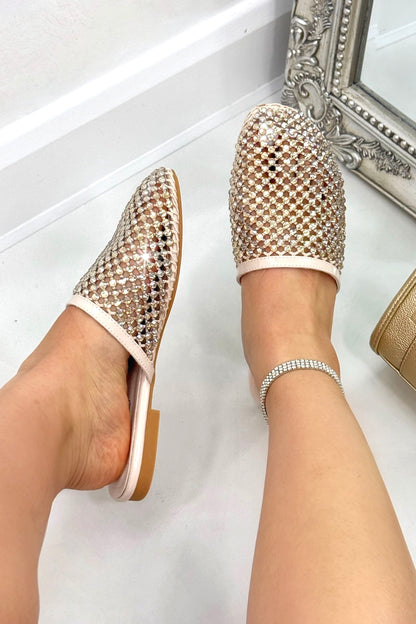 Sparkly Prism Glow Mule Sliders Nude, highlighting sleek mule slider design for easy slip-on wear