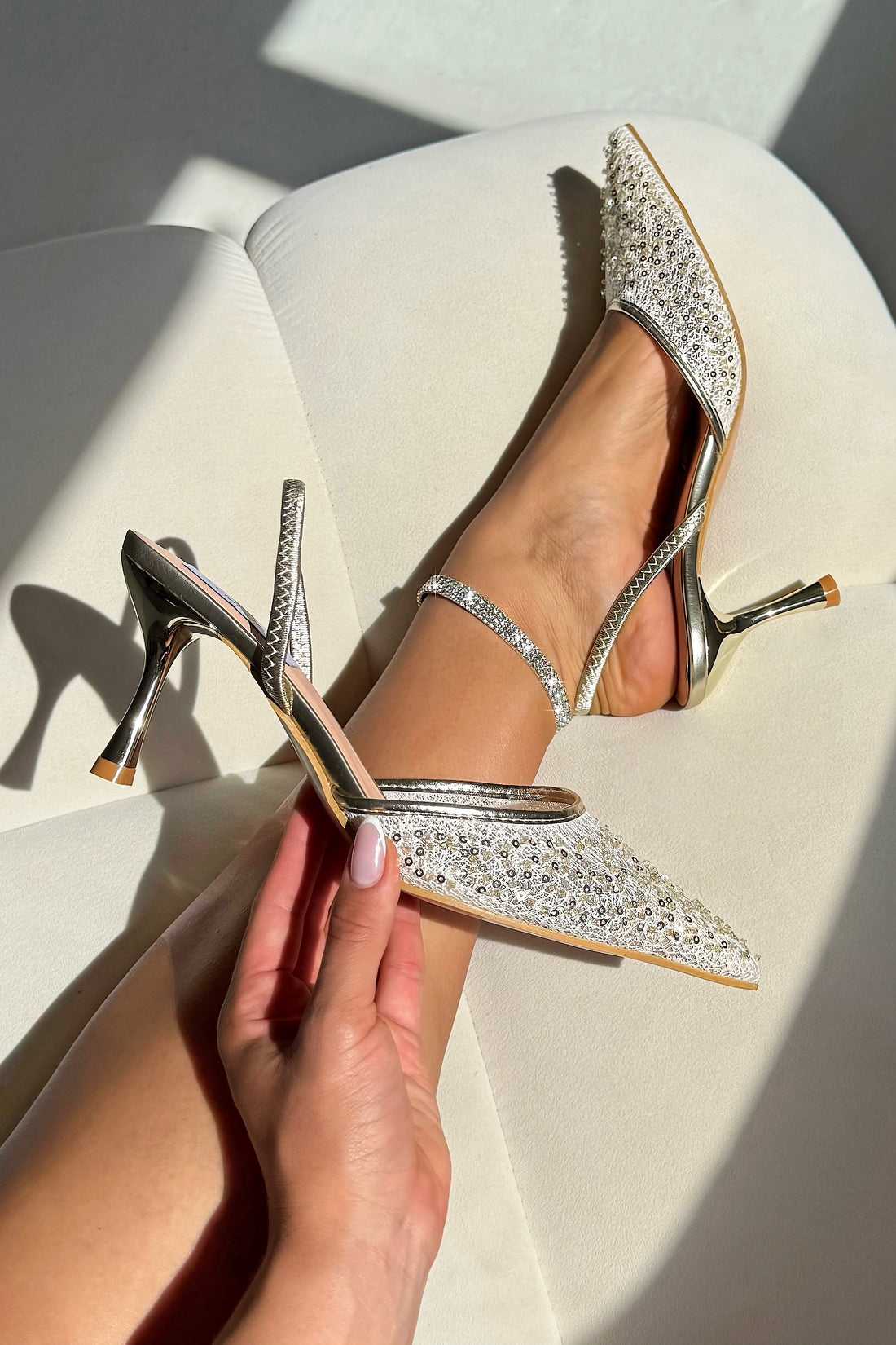 Sparkly Celestial Chic Slingback Heels Gold
