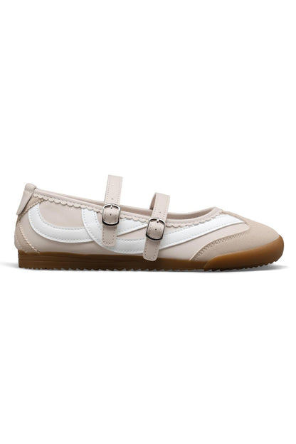 Comfort Mary Jane Eclipse Strap Trainers Nude