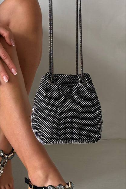 Crystal Mini Slouch Bag Black designed with slouch bag