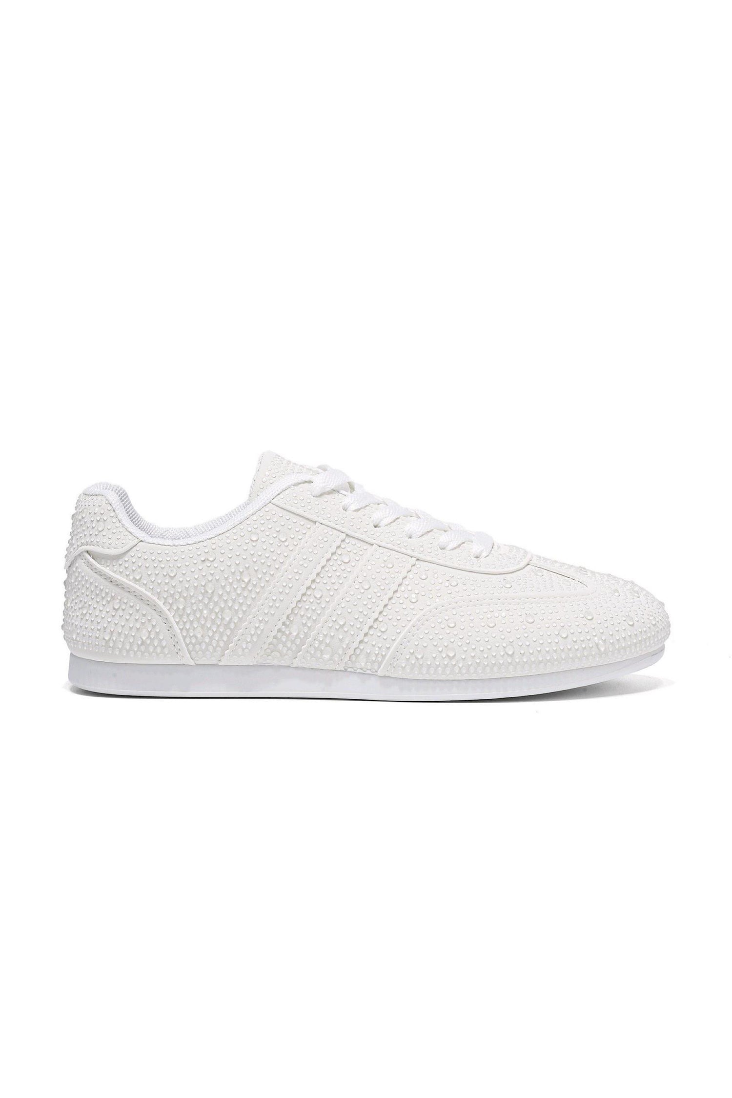 Crystal Dewdrop Lace-Up Trainers White