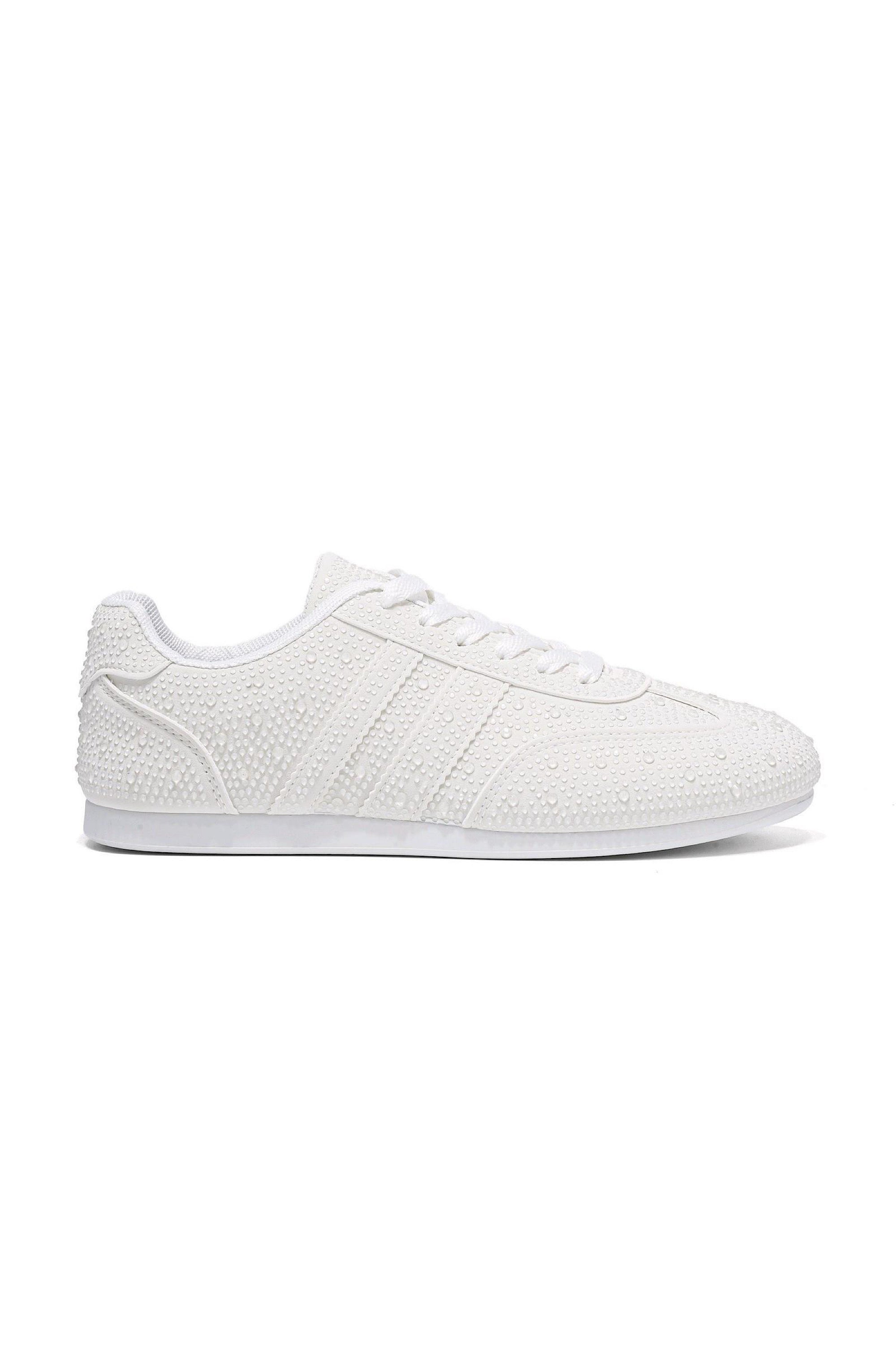 Crystal Dewdrop Lace-Up Trainers White