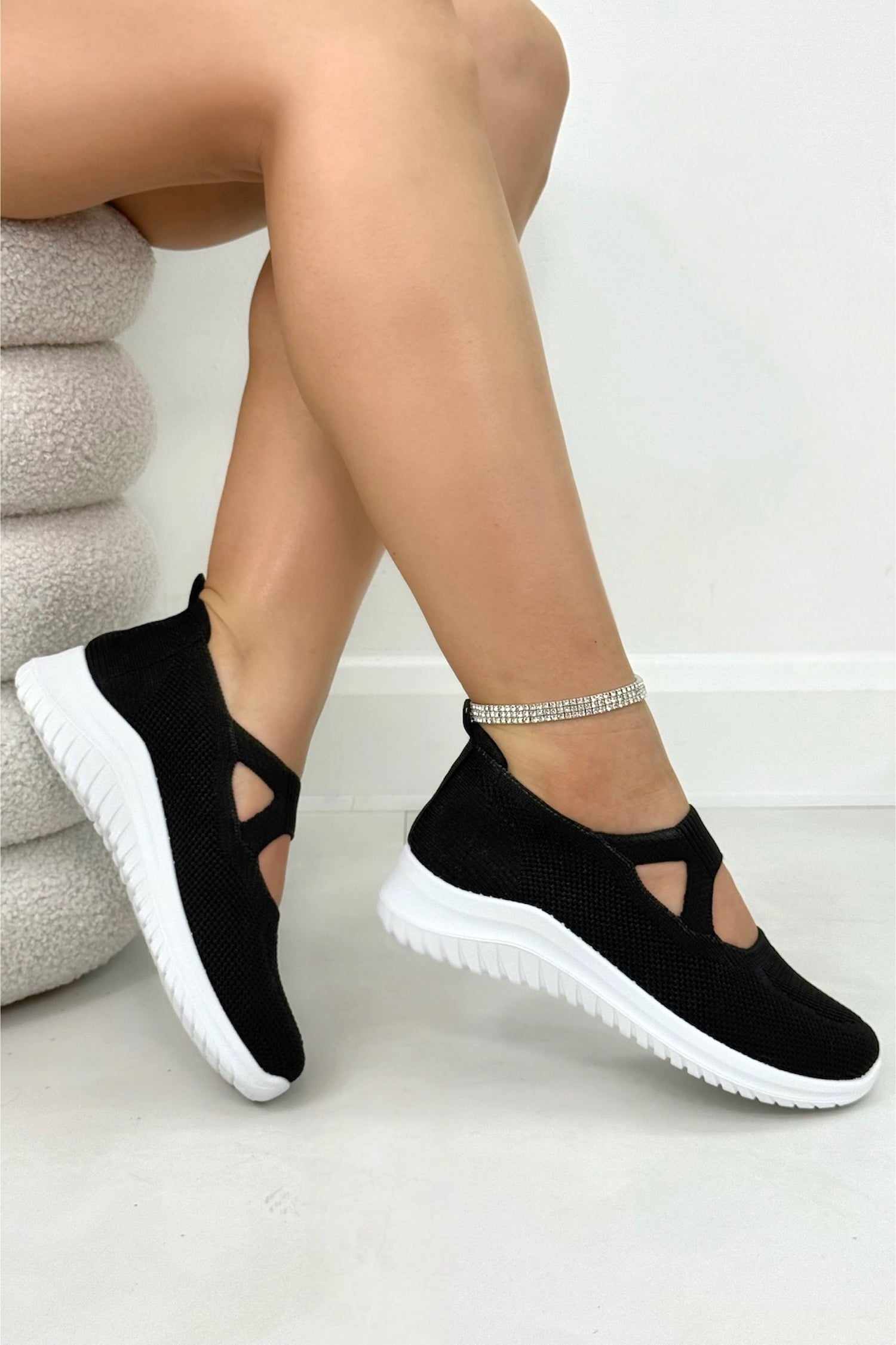Comfort Knit Elastic AirWeave Trainers Black