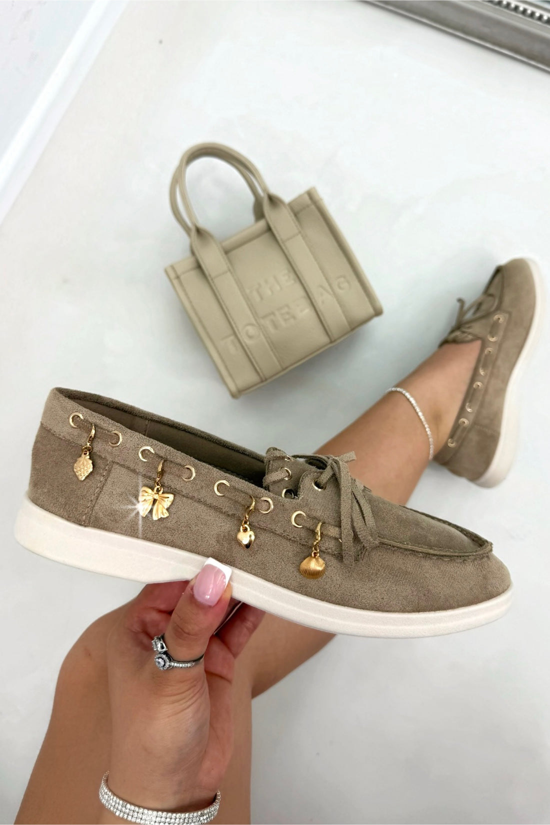 Velvet Charm Luxe Lace-Up Loafers Mocha