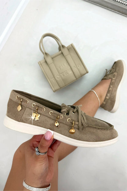 Velvet Charm Luxe Lace-Up Loafers Mocha