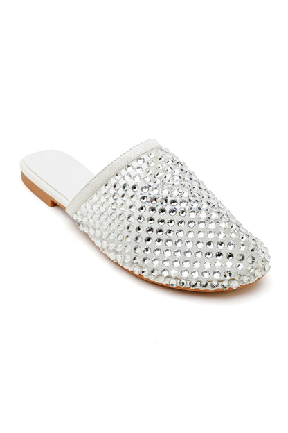 Sparkly Prism Glow Mule Sliders White
