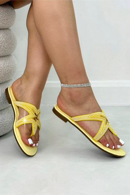 Crystal Starfish Mirage Flip Flops Yellow, shown from another angle