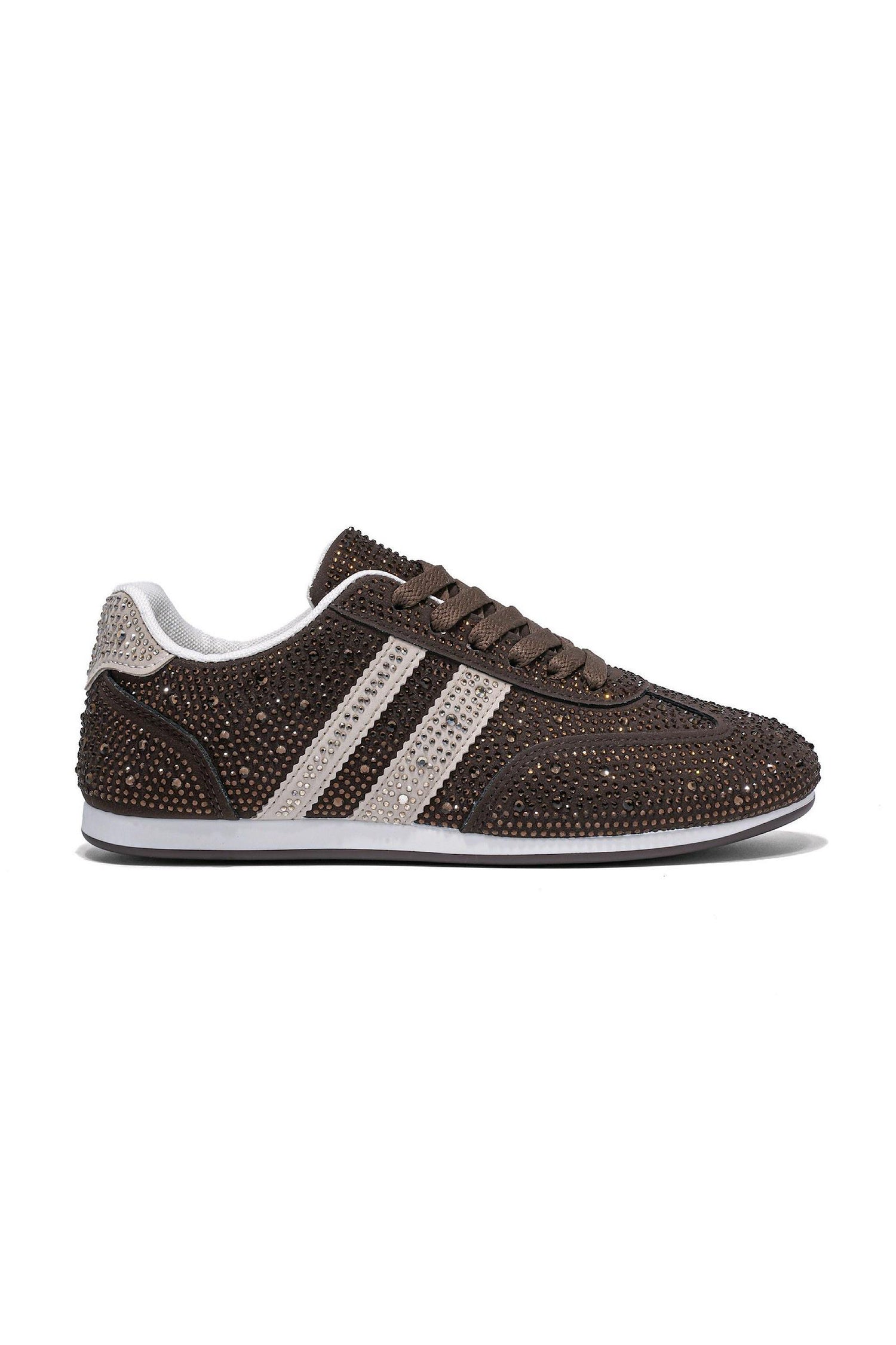 Crystal Dewdrop Lace-Up Trainers Brown