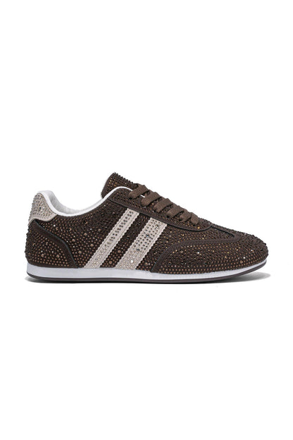 Crystal Dewdrop Lace-Up Trainers Brown